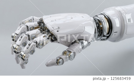 Robotic hand with advanced mechanical components in close view 125683459