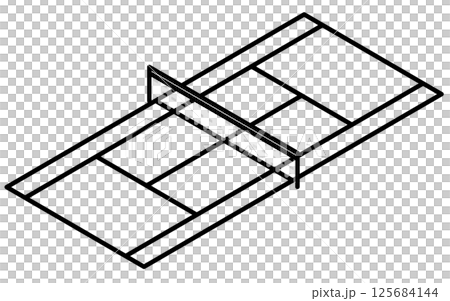 簡單線條繪製網球場的等距圖 簡單線條繪製網球場的等距圖 125684144