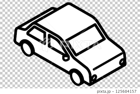 Simple line drawing isometric illustration of a car (sedan) 125684157