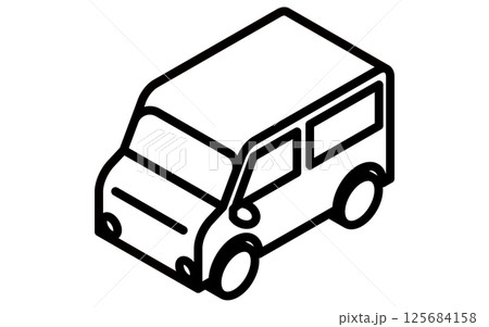 軽ワゴンのシンプルな線画のアイソメトリックイラスト 125684158