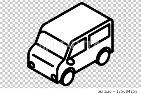 軽ワゴンのシンプルな線画のアイソメトリックイラスト 125684158