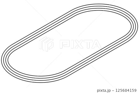 陸上トラック（400メートル）のシンプルな線画のアイソメトリックイラスト 125684159
