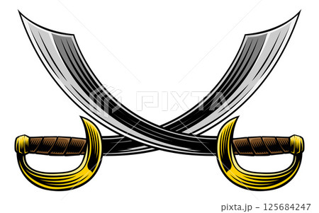 Crossed Pirate Scimitar Cutlass Saber Swords Crossed Pirate Scimitar Cutlass Saber Swords 125684247