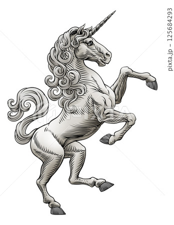 Heraldic Coat of Arms Crest Rearing Unicorn Heraldic Coat of Arms Crest Rearing Unicorn 125684293