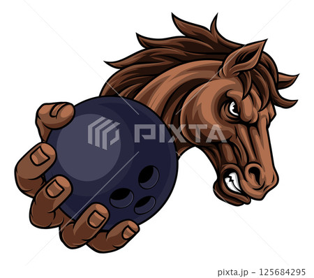 Horse Mustang Stallion Bowling Sports Team Mascot Horse Mustang Stallion Bowling Sports Team Mascot 125684295