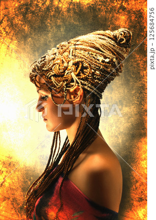girl with an african plaits 125684756