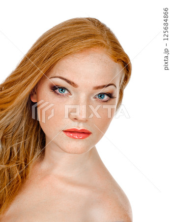 Beautiful woman with red hair 125684866