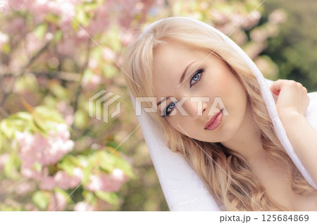 spring portrait with kerchief 125684869