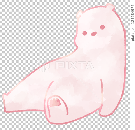 リラックスして右側によりかかるシロクマ(赤色) 125684972