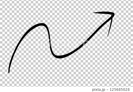 ペンの手書きうねうね矢印 黒 ベクター 125685028