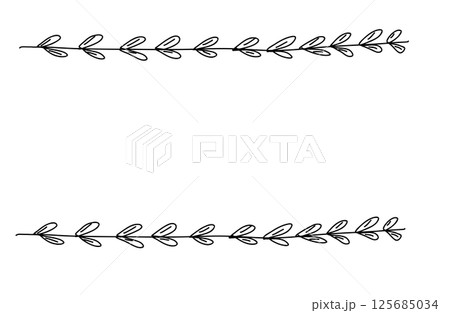 シンプルな手描きの葉っぱのフレーム 125685034