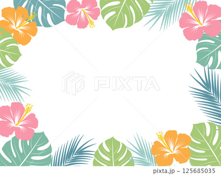 トロピカルな植物のフレーム_ベクターイラスト 125685035