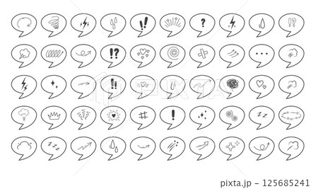 Anime Emotion effect set. Speech bubble with Line movement element. Manga sparks. Hand drawn line Vector illustration Anime Emotion effect set. Speech bubble with Line movement element. Manga sparks. Hand drawn line Vector illustration 125685241
