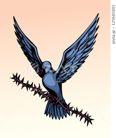 Vector drawing. Big thorn branch Vector drawing. Big thorn branch 125685891