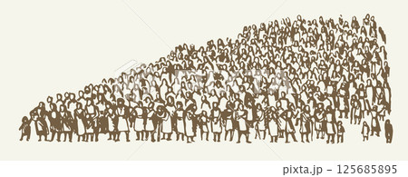 Vector drawing. Big people crowd 125685895