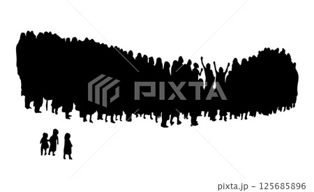 Vector drawing. Big people crowd 125685896