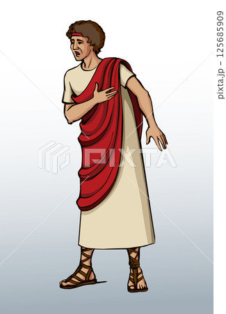 Vector drawing. Amazed man in ancient dress 125685909
