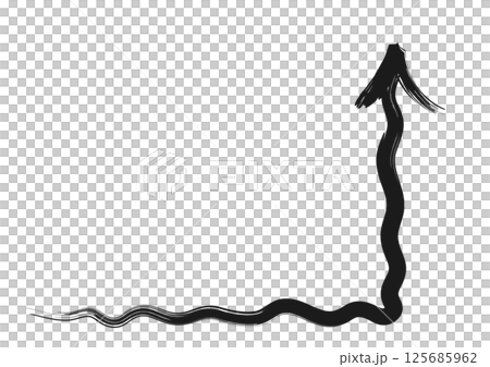 Black hand drawn right angle curved wavy line arrow icon 125685962