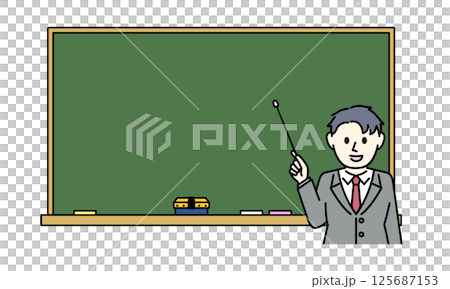 黒板で説明する男性のイラスト 125687153