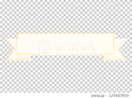 黃色手繪風格絲帶標題框 125687650