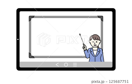 オンラインで説明するの女性のイラスト 125687751