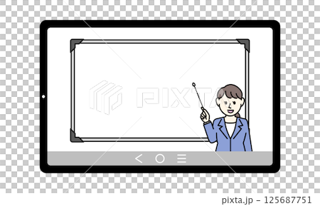 オンラインで説明するの女性のイラスト 125687751
