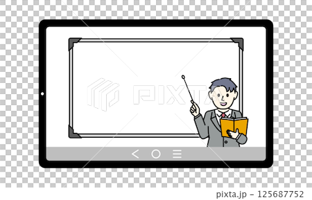 オンラインで説明するの男性のイラスト オンラインで説明するの男性のイラスト 125687752