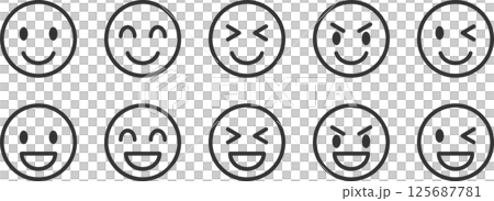 評分和回饋表情符號圖示笑臉黑色和白色 125687781