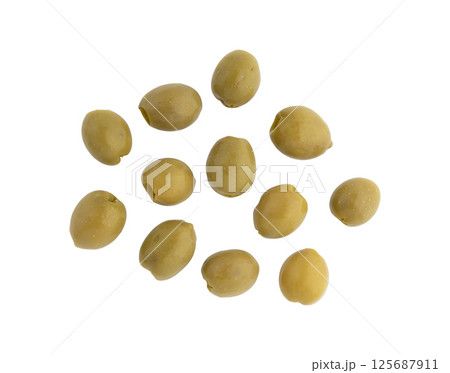 green olives isolated on white 125687911