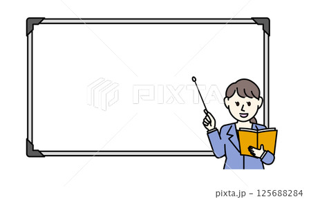 ホワイトボードで説明する女性のイラスト 125688284