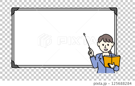 ホワイトボードで説明する女性のイラスト 125688284