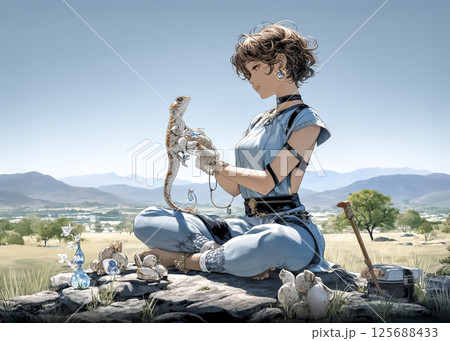 ヤモリの妖精のイラスト素材 ヤモリの妖精のイラスト素材 125688433