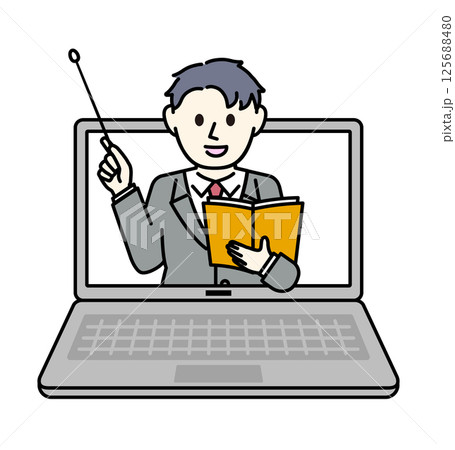 オンラインで説明するビジネスマン 125688480