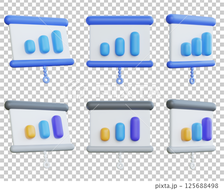 Business Chart and Graph for Presentation 3D Icon Business Chart and Graph for Presentation 3D Icon 125688498