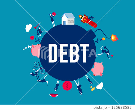 Group of businesswomen operating on a debt bomb, Economic crisis and Debt crisis Group of businesswomen operating on a debt bomb, Economic crisis and Debt crisis 125688583