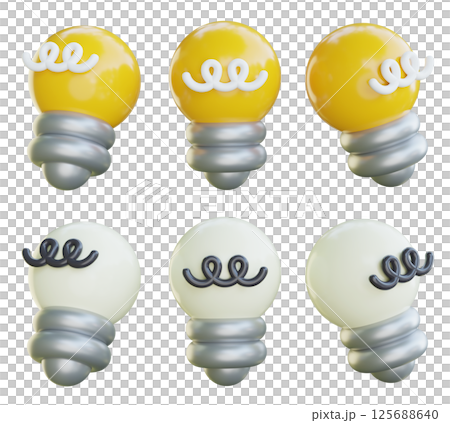 yellow white electric bulb 3D Icon Set yellow white electric bulb 3D Icon Set 125688640