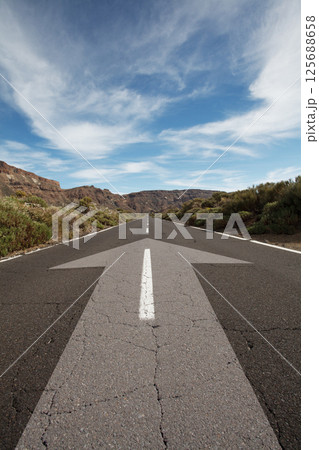 Asphalt road lanes with arrow sign, future and success concept 125688658