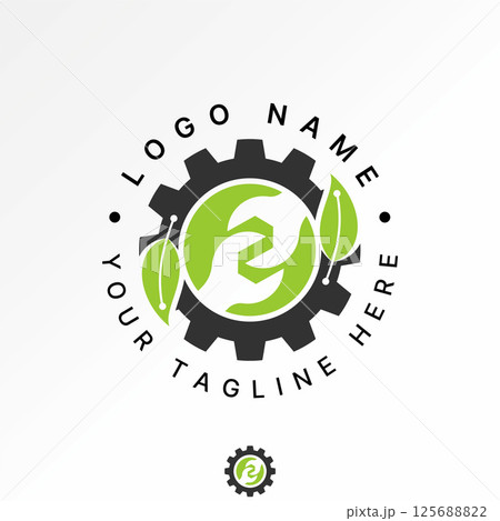 Logo design graphic concept creative premium vector stock image top sell gear machine wrench leaf tech digital engineer system mechanical maintenance 125688822
