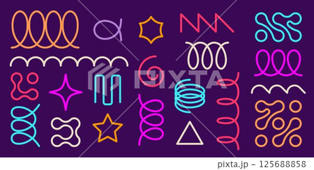 Neon color spring coil shapes set 125688858