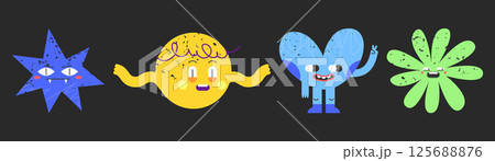 Scary geometric mascots set isolated on black 125688876