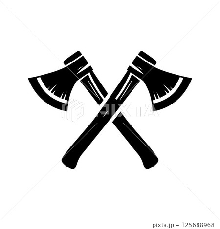 Crossed axe icon silhouette flat vector art illustration design template Crossed axe icon silhouette flat vector art illustration design template 125688968