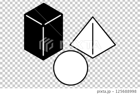 Simple line icons of cuboid, sphere and pyramid, isometric illustration 125688998