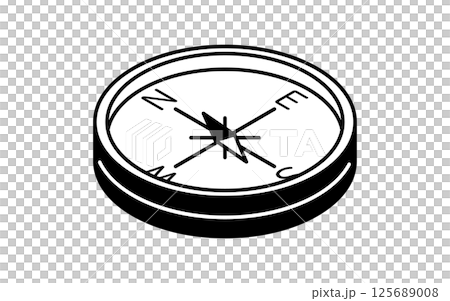 Simple line icon of a compass pointing north-northeast, isometric illustration 125689008