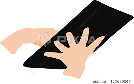 タブレットを持つ手のグラフィック素材イラスト 125689047