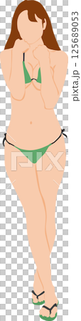 ポーズをとる水着を着た女性のイラスト ポーズをとる水着を着た女性のイラスト 125689053