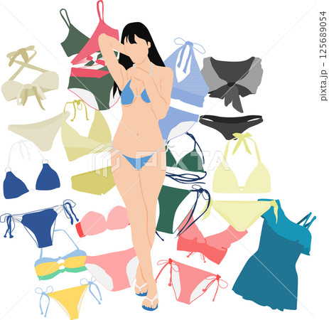 着る水着を考える女性のイラスト 着る水着を考える女性のイラスト 125689054