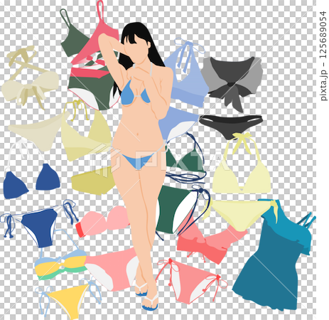 着る水着を考える女性のイラスト 着る水着を考える女性のイラスト 125689054