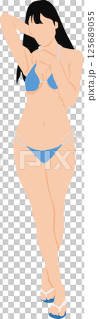 身穿泳衣的女子擺姿勢的插圖 125689055