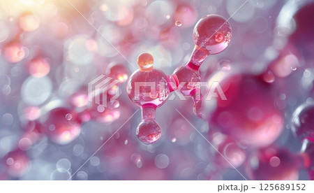 Macro photography of a pink molecule on a purple background 125689152