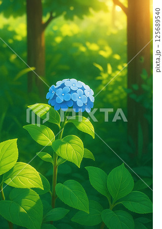 森に咲く一輪のあじさい – 16のアートスタイルで巡る表現 森に咲く一輪のあじさい – 16のアートスタイルで巡る表現 125689540